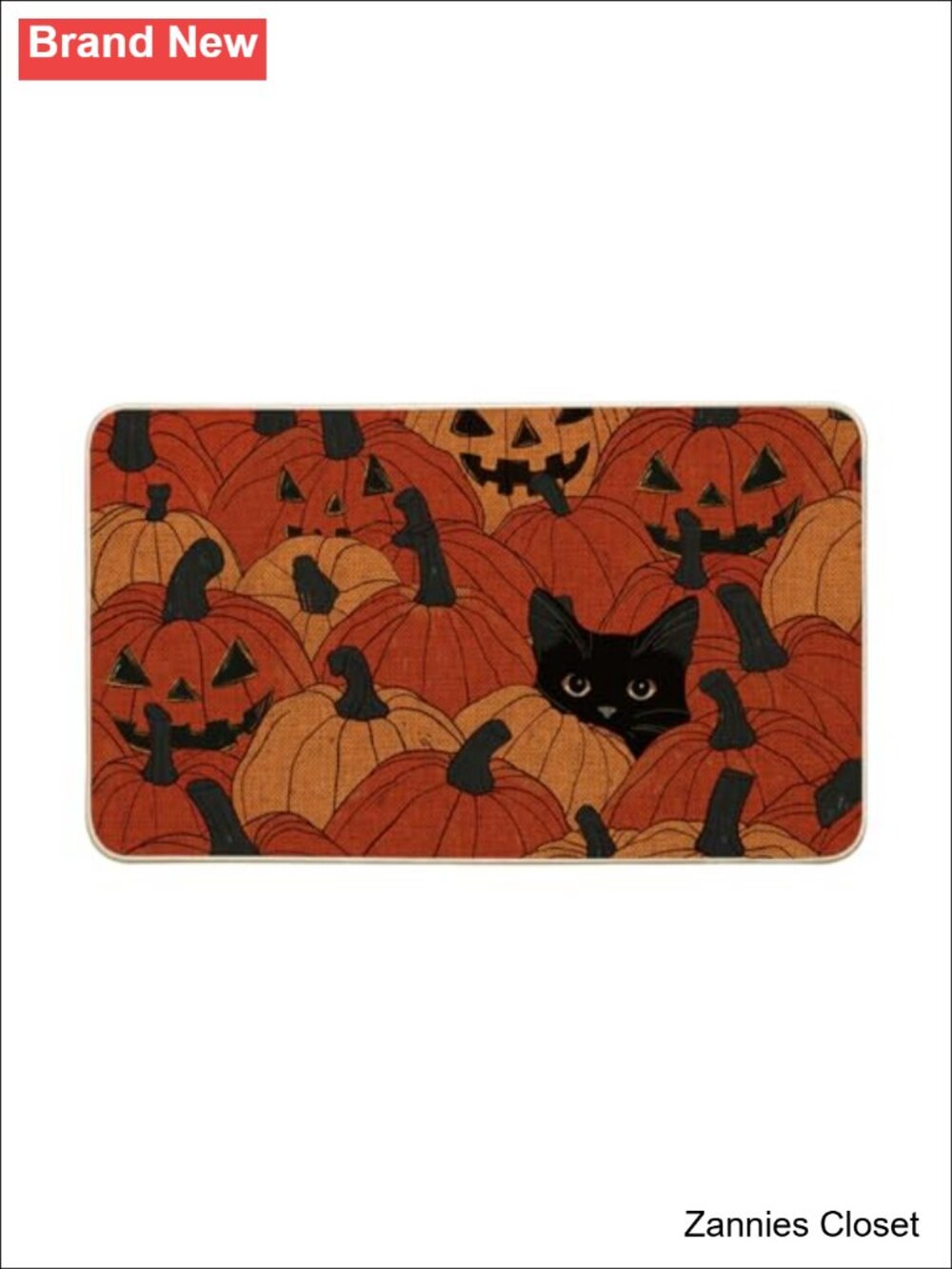 👻 Halloween Cat Jack-O'-Lantern Pumpkin Doormat 17x29 Inch Non-Slip Rubber